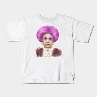 Funny Looking Old Lady with Crazy Pink Wig Kids T-Shirt